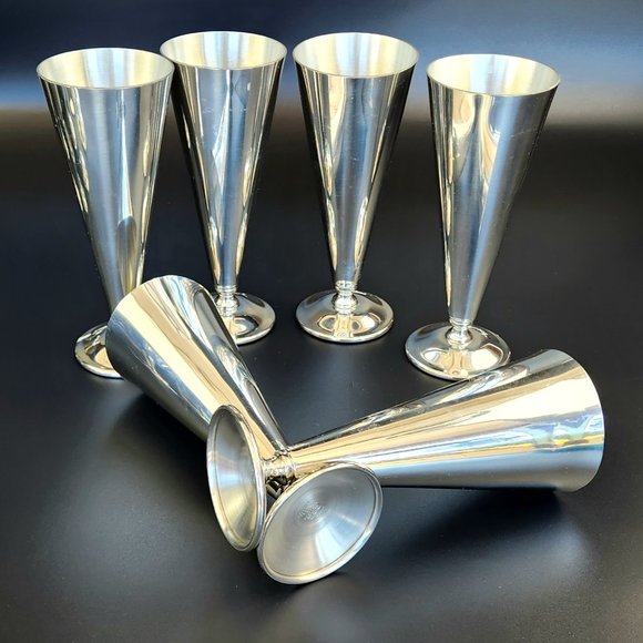 Vintage Colonial Pewter by Boardman - Pilsner/Flutes - Set of 6 - Marked